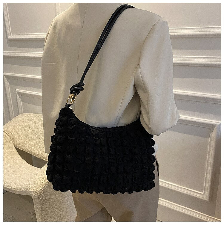 Large capacity small fresh diamond underarm bag Ladies' new trendy pleated simple portable shoulder bag handbags women bags