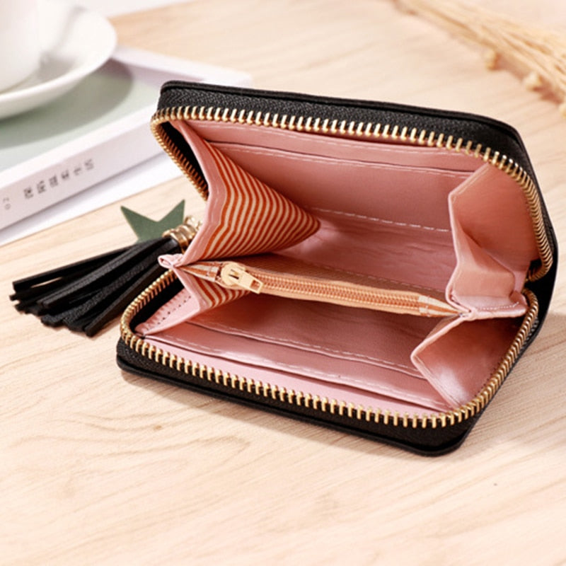 1PC Women Small Wallet Ladies Mini Tassel Wallet Cute Girl Short Zipper Lovely Pu Leather Coin Purse Female Hand Wallet Purse