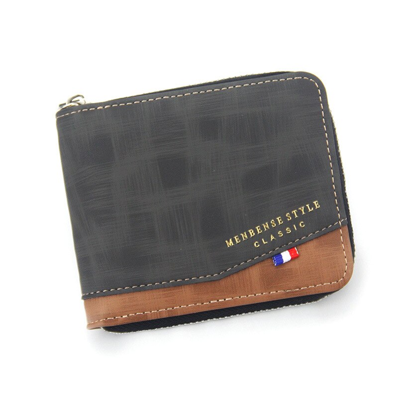 Short Men's Leather Wallet Brand Handy Purse Male Pocket Bag For Coin Money Leather Zipper Wallet Mini Card Holder Small Purse