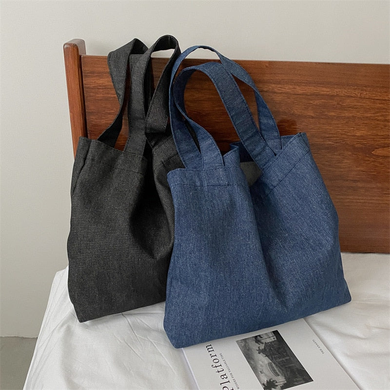 Simple Jeans Women Bags Shopper Denim Shoulder Bag Female Messenger Handbags Summer Totes High Solid Crossbody Woman Top Handle