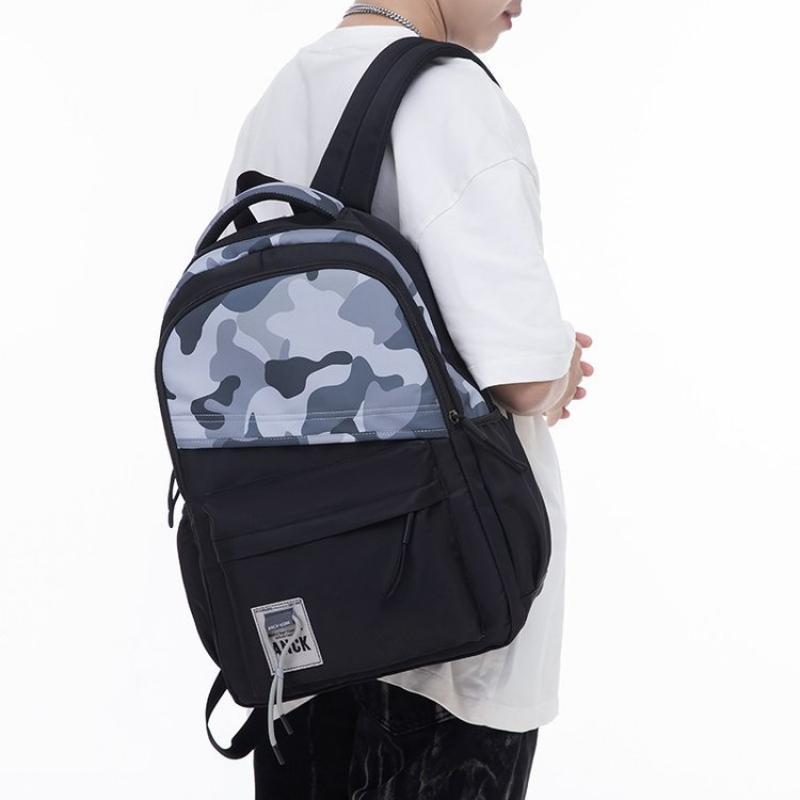 Grid Pattern Nylon School Backpack Women's Backpacks for Teenagers Girls Large Capacity Women Bag Solid Color Schoolbag Mochila