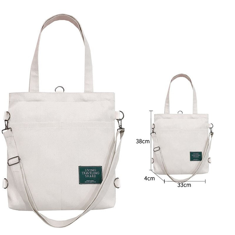 Solid Large Capacity Girl Canvas Shoulder Female Bags Women's School Messenger Bags for Students Shoulder Ladies Handbag