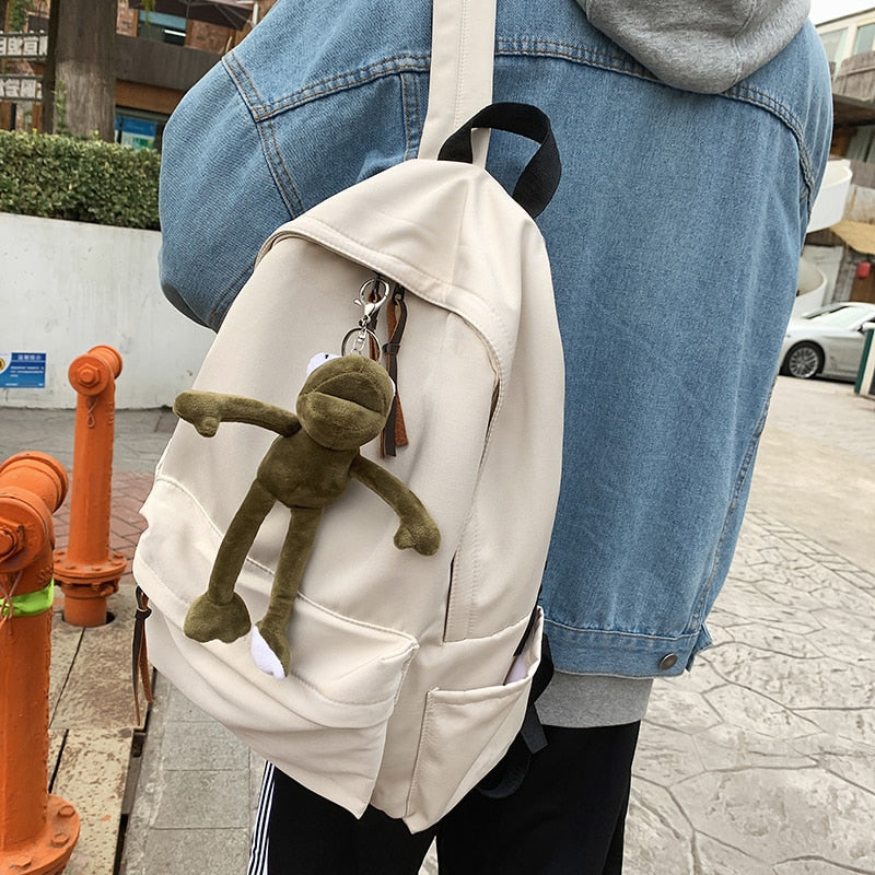 HOCODO New Trend Women's Backpack High Quality Nylon Fabric Backpack Simple Solid Color School Bag For Teen Book SchoolBags