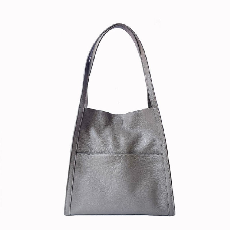 Women Bag Female Luxury Shoulder Bags Lady Soft 100% Cowhide Genuine Leather Niche Design Tote Bucket Handbag