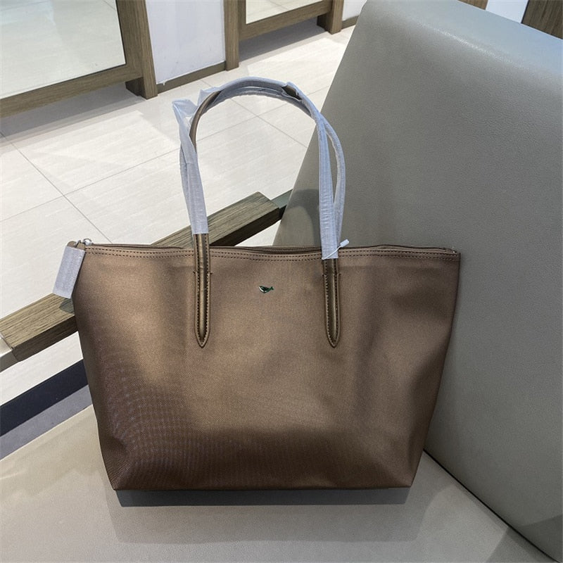 Designer Brand Women's Bags PVC Waterproof Coated Tote Bag Shopping School Casual Travel Laptop Zipper Commuter Handbag