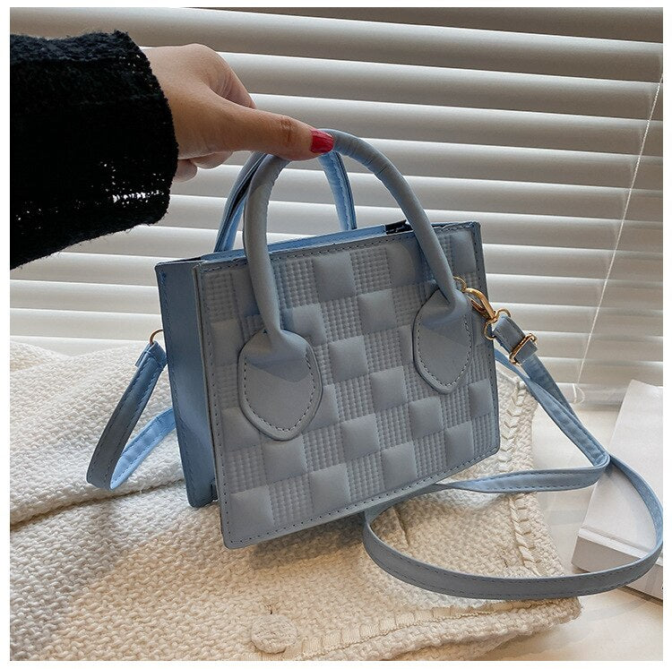 Fashion Pu Leather Women Shoulder Bag High Quality Checkered Crossbody Bag Woman Luxury Designer Casual Women Messenger Bag