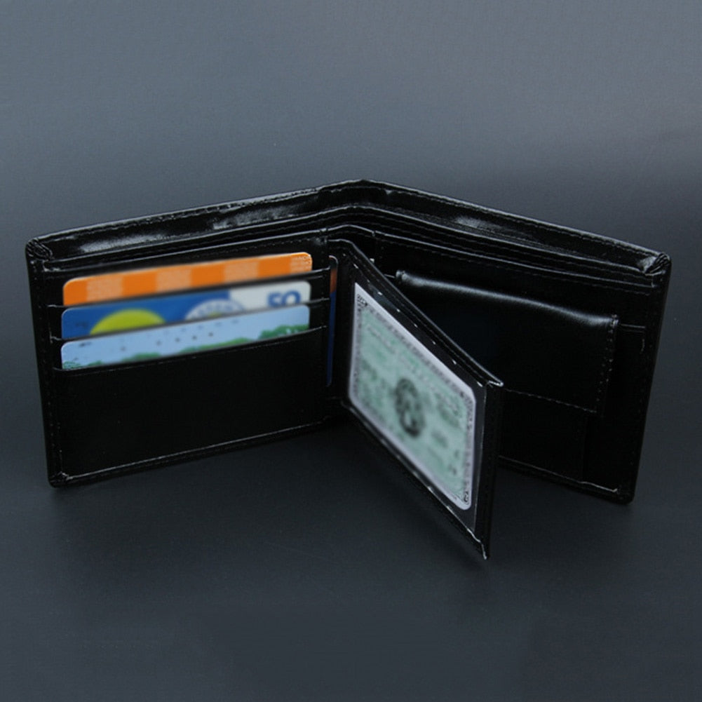PU Leather Men Wallets Soft Wallet Card Holder With ID Window Wallets for Man Short Black Walet Black Purse Card Case Coin Pouch