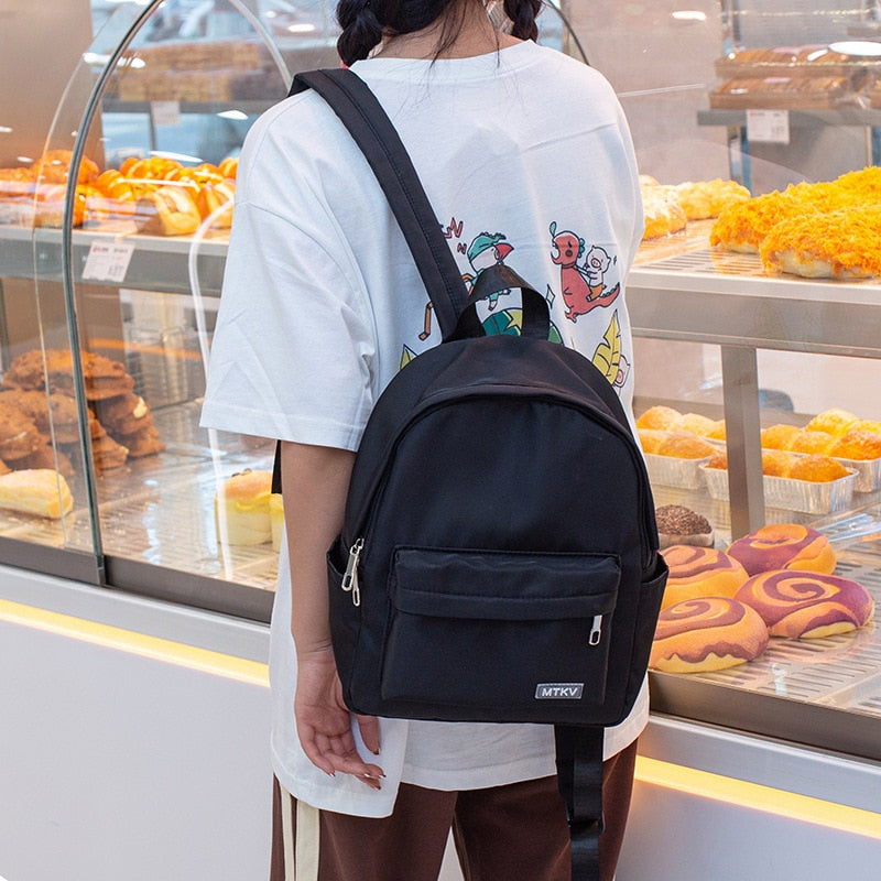 Waterproof Nylon School Backpack Women's Backpacks for Teenagers Girls Outdoor Travel Women Bag Solid Color Schoolbag Mochila