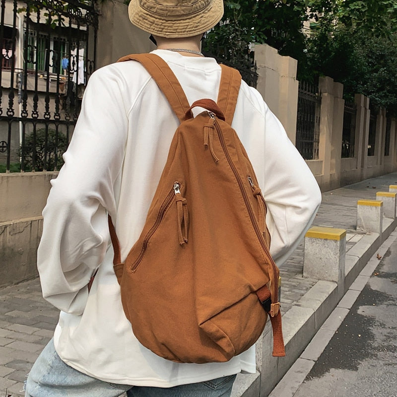Unisex Leisure Travel Backpack Fashion Trend Canvas School Bag Solid Color Simple School Backpack Female Daily Backpack Mochila