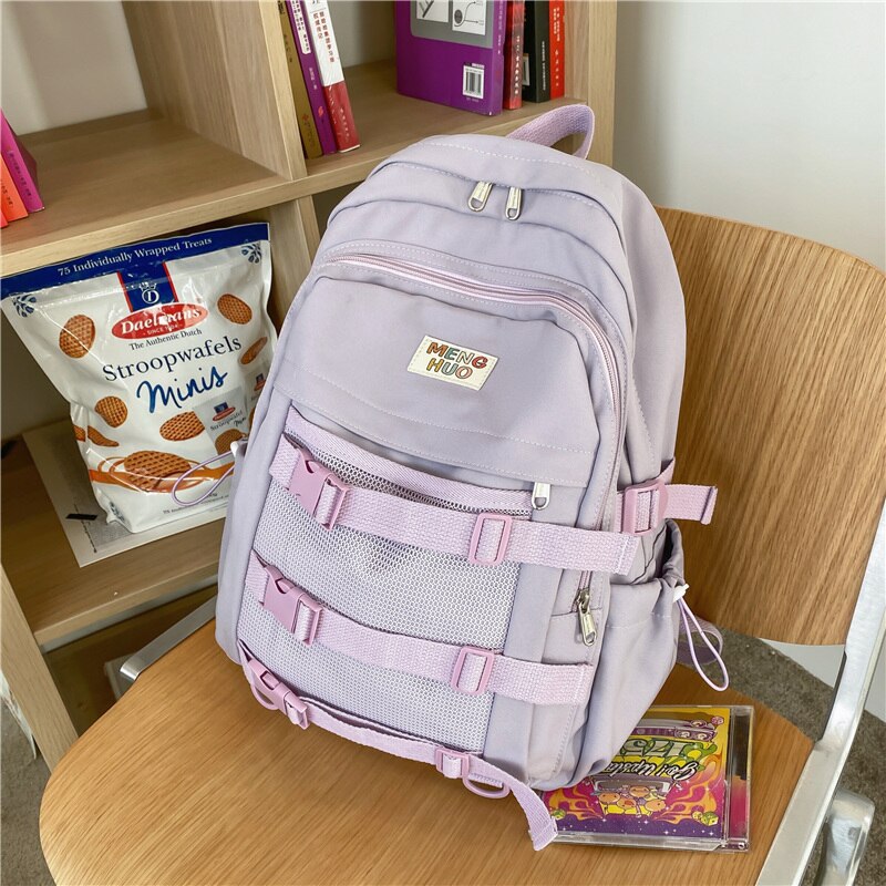 DCIMOR Cute Women Backpacks Waterproof Multi-Pocket Nylon School Backpack for Student Female Girls Kawaii Mesh Laptop Book Bag