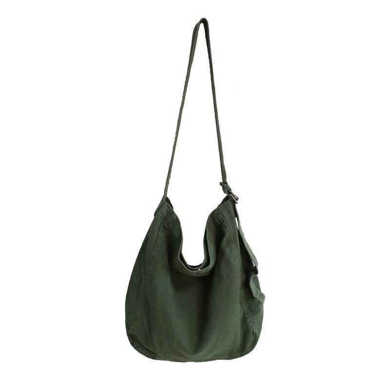 Minimalist Style Solid Shoulder Bags 100% Cotton Unisex Solid Crossbody Bags Canvas Packages South Korea Casual Messenger Bags
