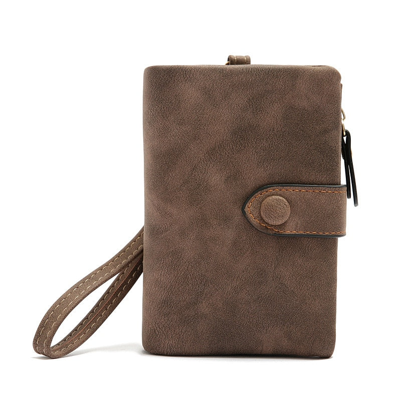 Tri-fold Short Women Wallets With Coin Zipper Pocket Minimalist Frosted Soft Leather Ladies Purses Female Pink Small Wallet