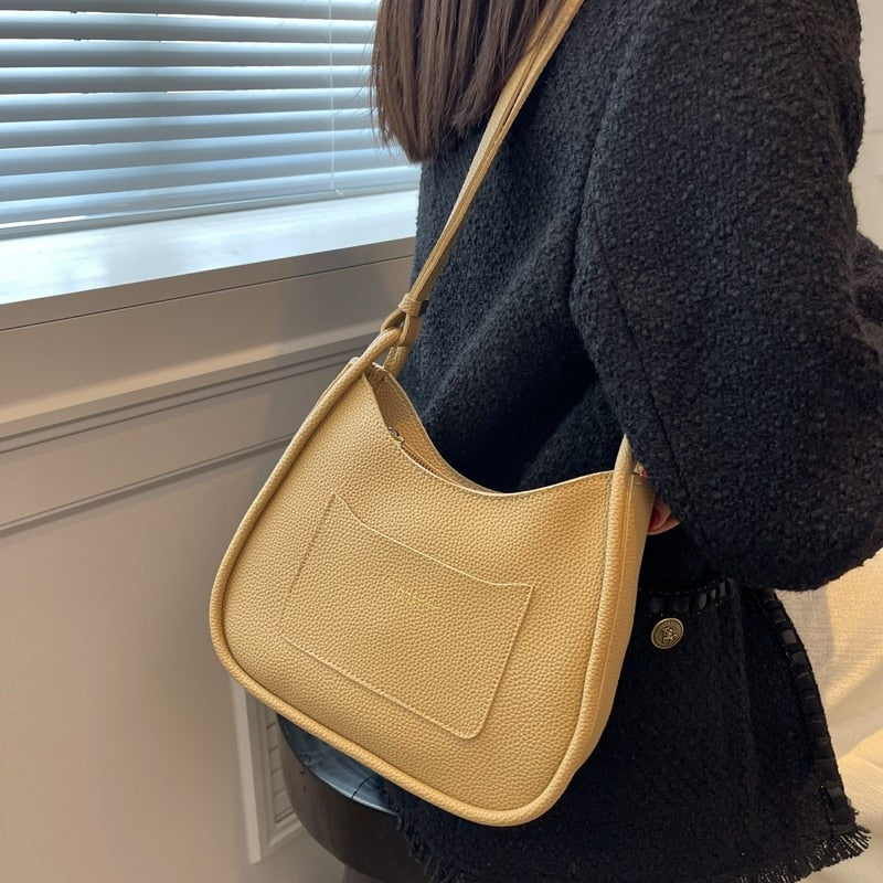 Stylish Women's Lady Messenger Bag Solid Color Shopping Bags PU Leather Bag Satchel Woman Female Cross Body Single Shoulder Bag