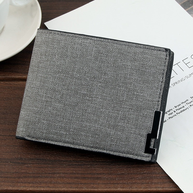 Men's Fashion Canvas Wallet Short Multi-card Coin Purse Casual Soft Business Clutch Wallet Male Youth Horizontal Card Holder PU