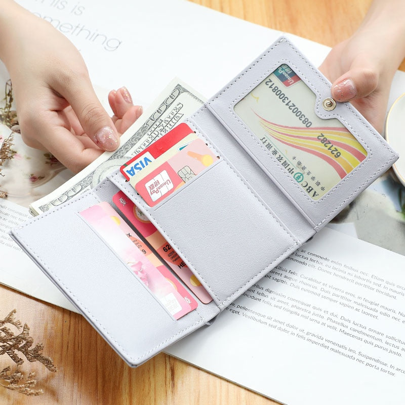 Brand Designer Cute bear Small Three Fold Wallets For Women Soft PU Leather Card Holder Purse Ladies Fashion Purses Female