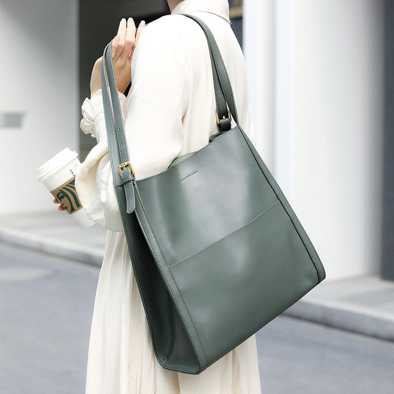 Lady Casual Split Leather Luxury Handbag And Shoulder For Women Bags Brand Designer Magnetic Buckle Teenage Girl Commute Tote