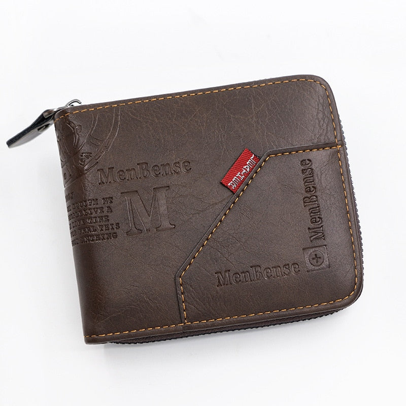Men's Wallet Made of Leather Wax Oil Skin Purse for Men Coin Purse Short Male Card Holder Wallets Zipper Around Money Coin Purse