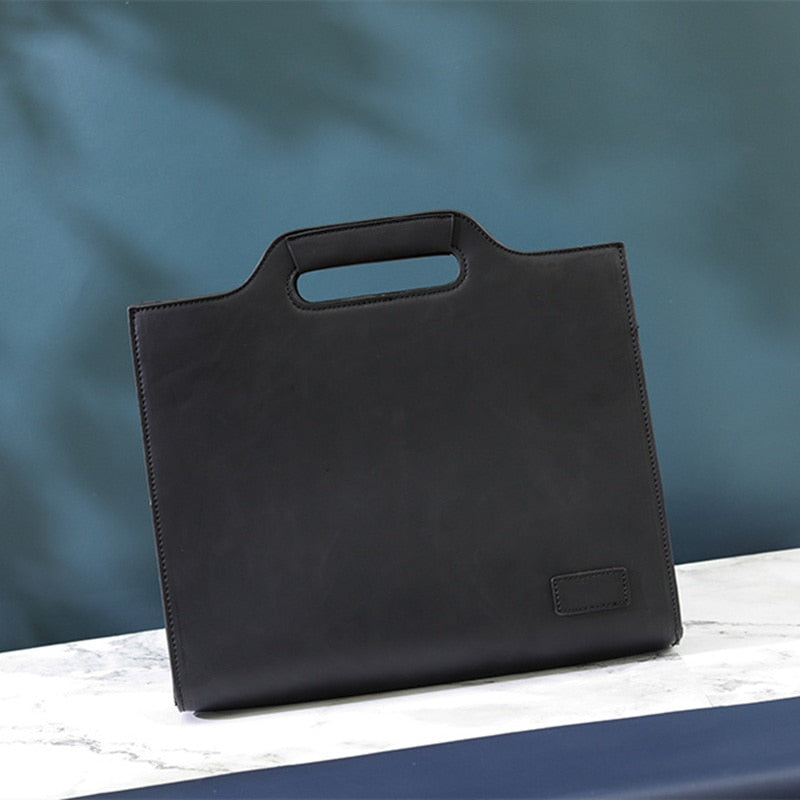 New Luxury Brand Designer Plaid Leather Briefcase Work Office Laptop Handbag Zipper iPad Document Stereotyped Bag Male Satchels