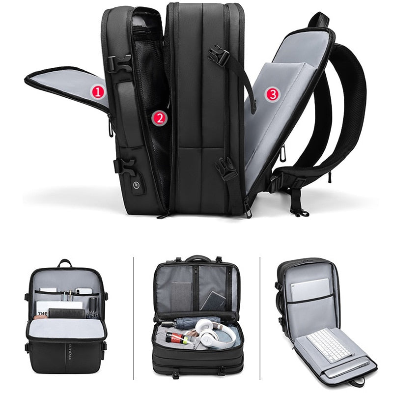 Men's Expandable 15.6 Inch Laptop Backpacks USB Waterproof Notebook Schoolbag Sports Travel School Bag Pack Backpack For Male