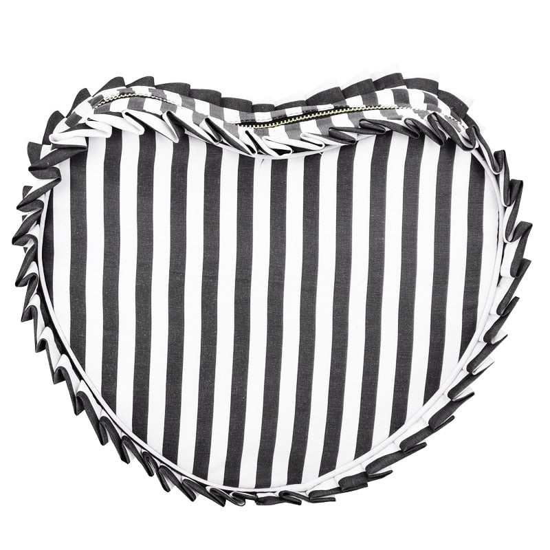 Hot Cute Waterproof Nylon Heart Backpacks Mini Ruffle Plaid Backpack Love Heart Shape Backpack For Teenager Girls Book Bag