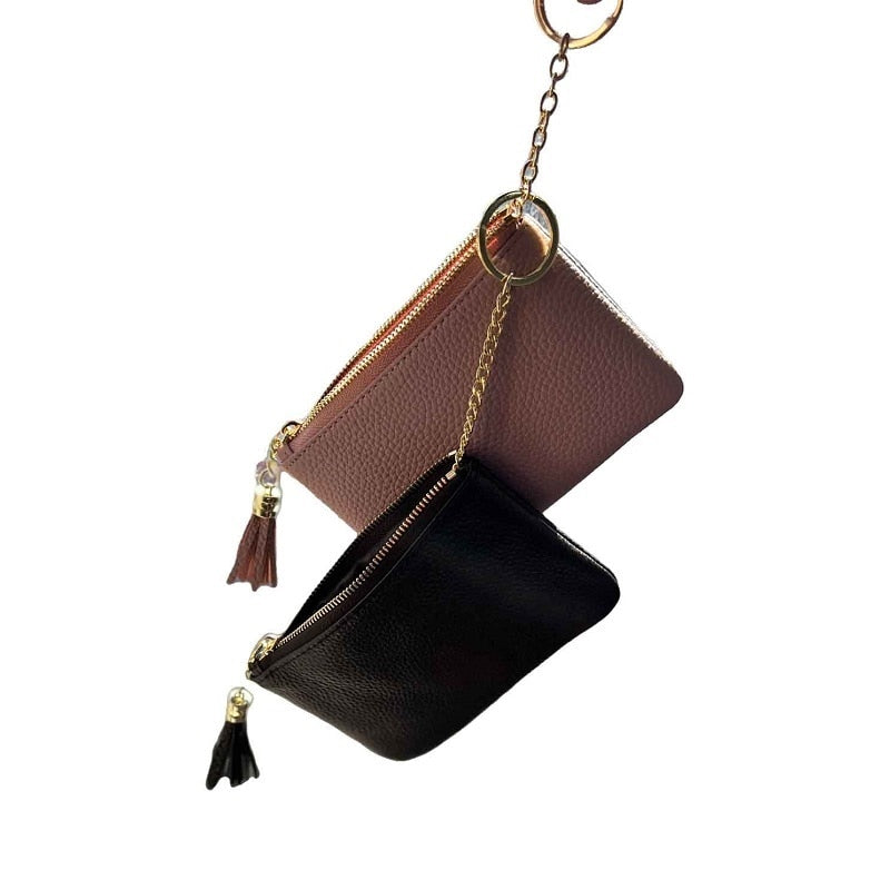 New Men's and Women's Wallet Cowhide Card Holder Mini Bag Cash Card Coin Wallet Business Saffiano Gu Pink Black