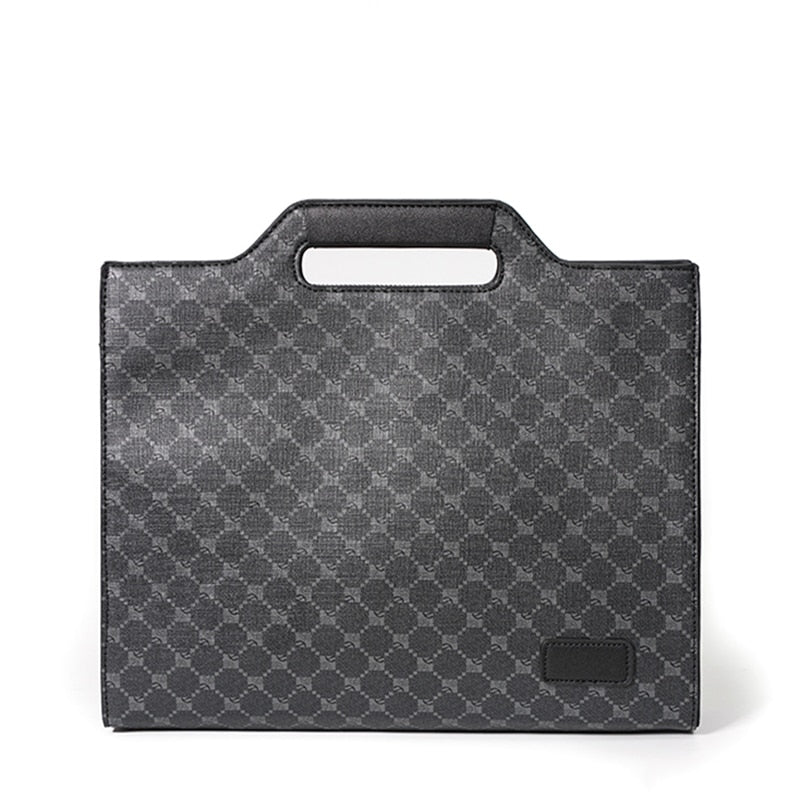 New Luxury Brand Designer Plaid Leather Briefcase Work Office Laptop Handbag Zipper iPad Document Stereotyped Bag Male Satchels