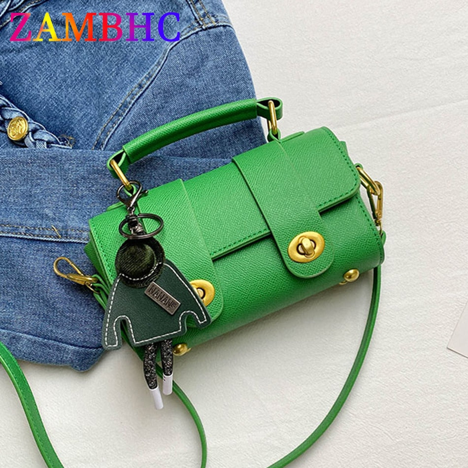 2 Lock Small Women's Boston Bag Luxury Purses and Handbags Luxury Pendant Crossbody Bag PU Leather Shoulder Bags for Women Mini