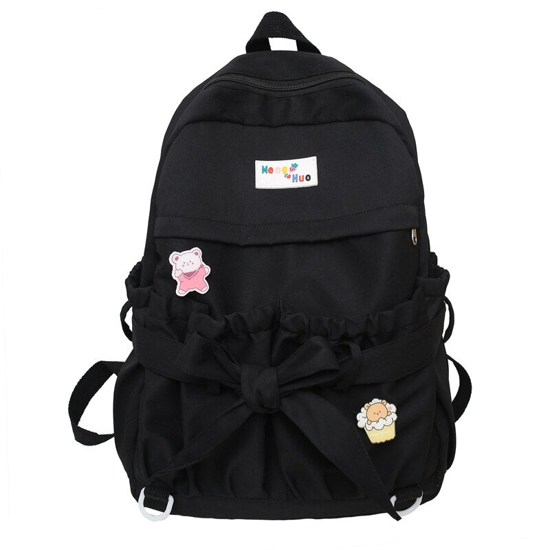 Fashion Kawaii Bow Waterproof Female Laptop Backpack Ladies Nylon College Backpack Trendy Women School Bag Girl Travel Cute Bags