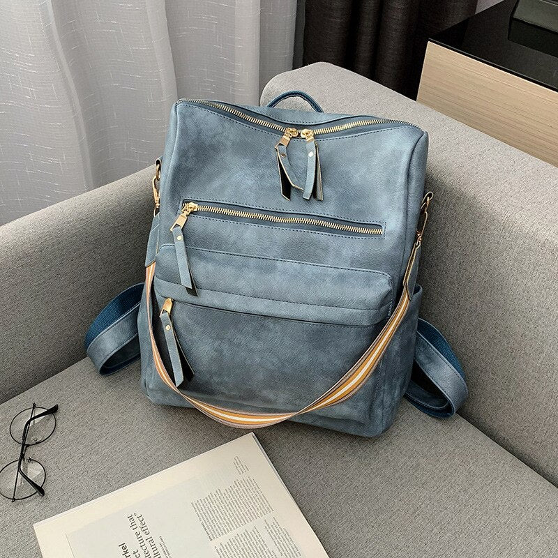 New Designer Women Bag Retro Leisure Backpack Female PU Leather Vintage Backpack Luxurious Shoulder Bag Fashion Female Bag