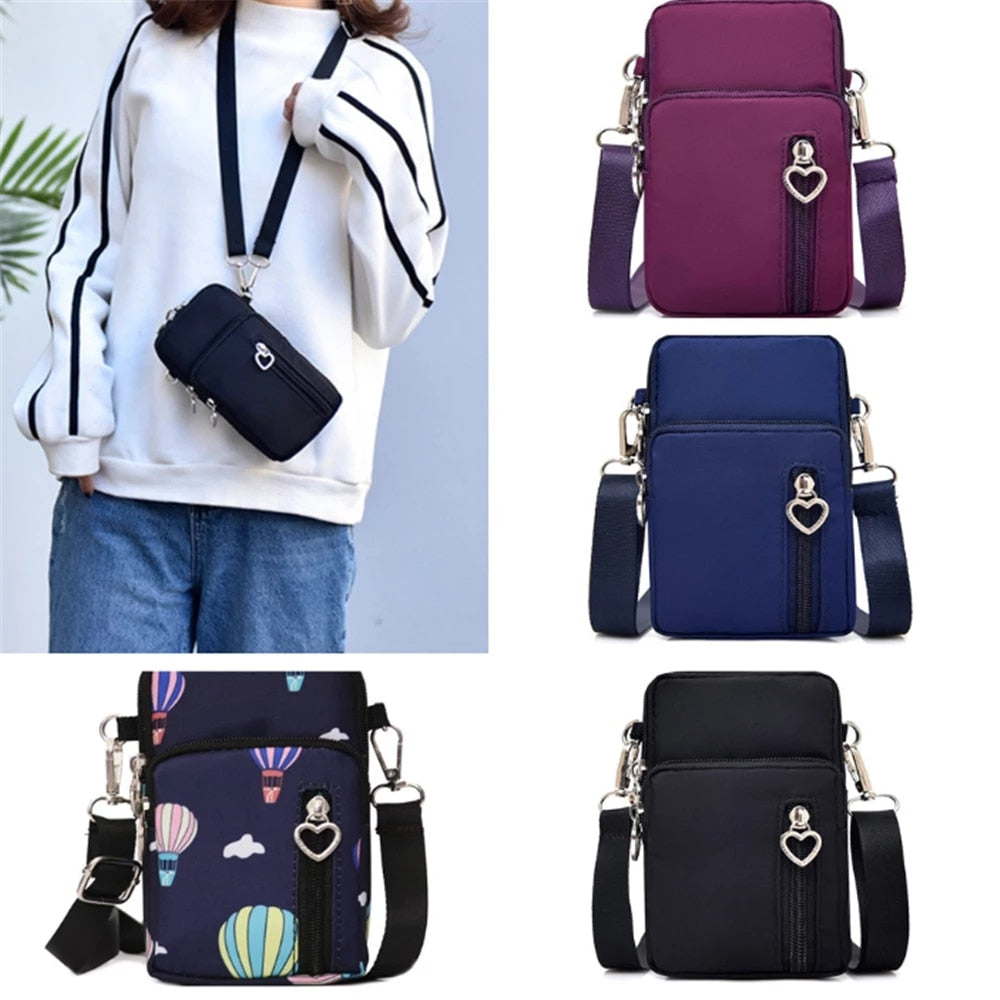 Women Fashion Summer Shoulder Bag Oxford Waterproof Handbag Wrist Pouch Wallet Girl's Sports Mobile Phone Bag Crossbody Bags