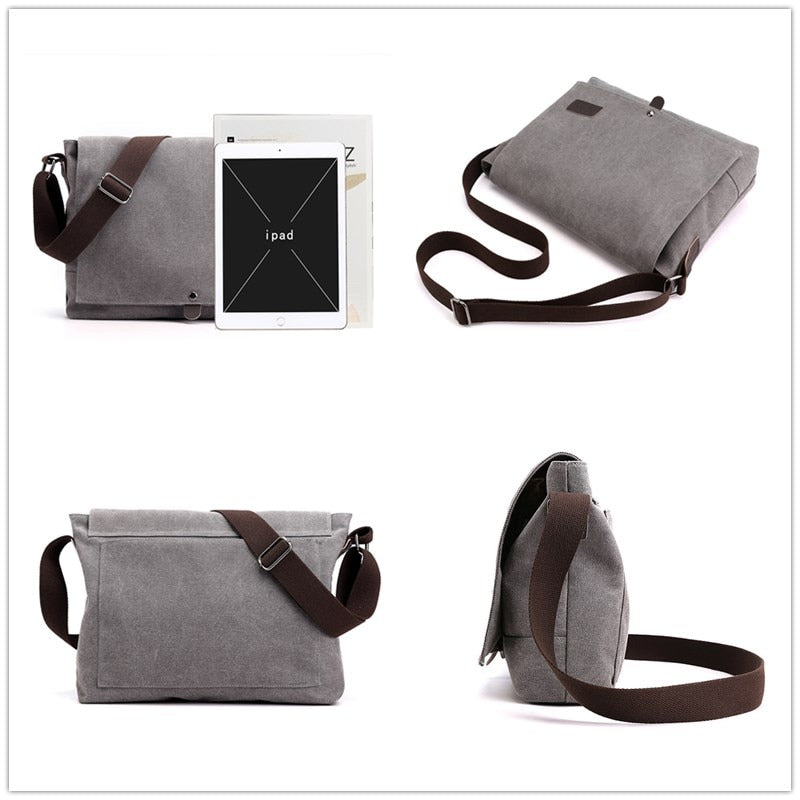 Men's Canvas Crossbody Shoulder Messenger Bags Man New Fashion Cross Body Bag Casual Solid Multi Function Portable Male Bag