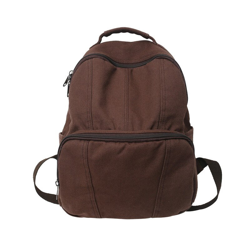 Brand High Quality Canvas Backpacks 100% Cotton School Bags for Teenage Girls Solid Black Leisure Or Travel Bags Brown Packages