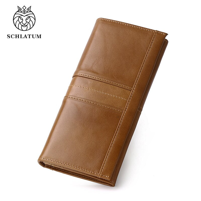 SCHLATUM Men Leather Wallet Long Multifunction Business Card Holder Purse Brand Fashion Male Wallets
