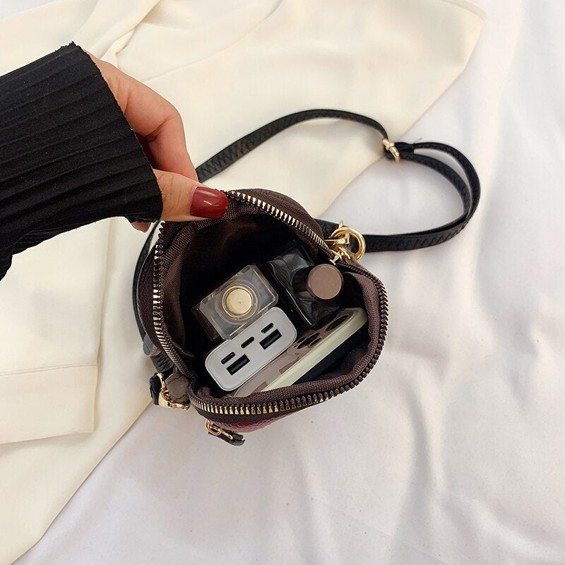 100% Genuine Leather Women Shoulder Bag Multi Zipper Soft Cowhide Girls Small Mobile Phone bag Color Stitching Color Random