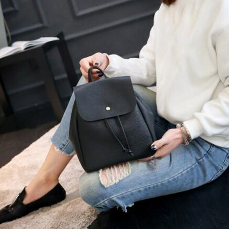 Fashion Lady Pu Leather Bag Women Backpack Hight Quality Vintage Backpacks Female Large Capacity Women's Shoulder Bags For Girls