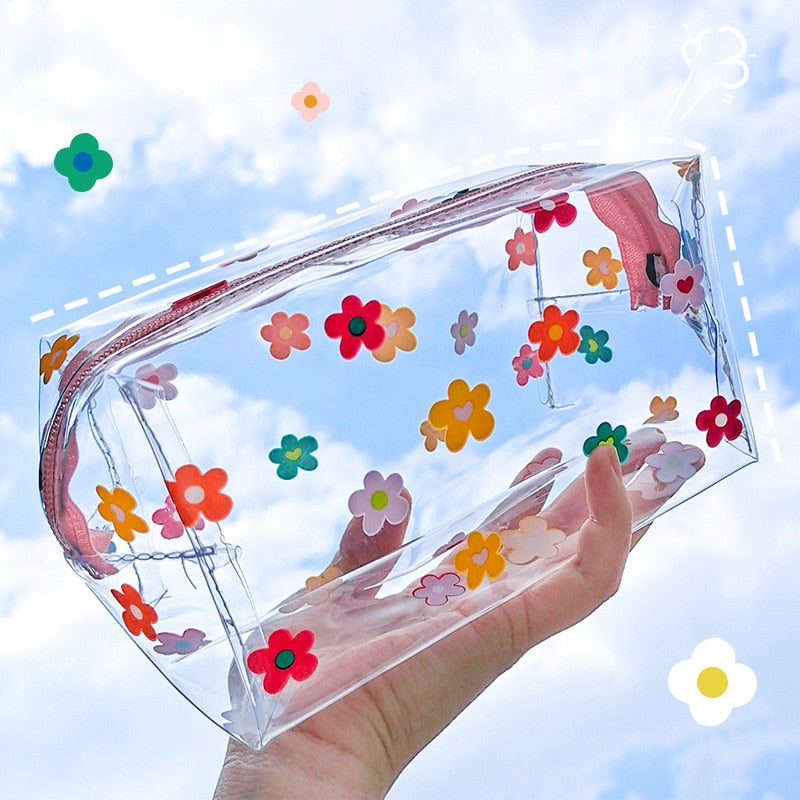 Women Waterproof Clear Cosmetic Bags Case PVC Fashion Girl Travel Zipper Make Up Bag Pouch Toiletry Brush Wash Organizer
