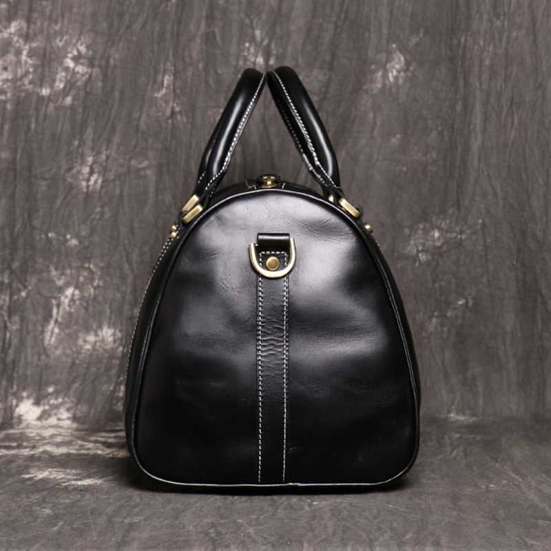 Vintage Men's Cowhide Leather Business Short-distance Carry Hand Luggage Bags Large-capacity Travel Bag Simple Messenger Bags
