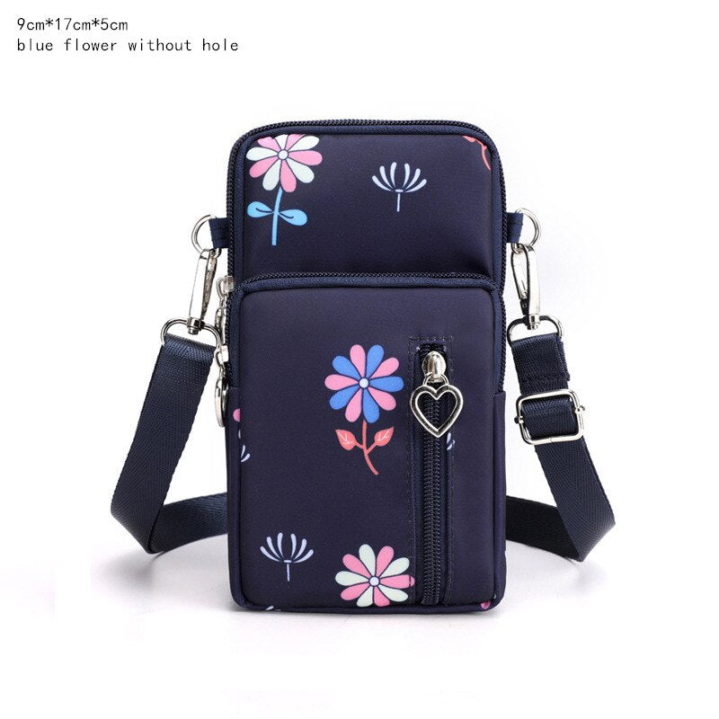 Women Fashion Summer Shoulder Bag Oxford Waterproof Handbag Wrist Pouch Wallet Girl's Sports Mobile Phone Bag Crossbody Bags