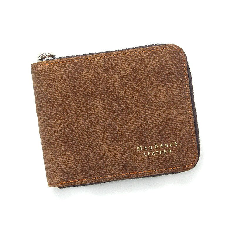 Short Men's Leather Wallet Brand Handy Purse Male Pocket Bag For Coin Money Leather Zipper Wallet Mini Card Holder Small Purse