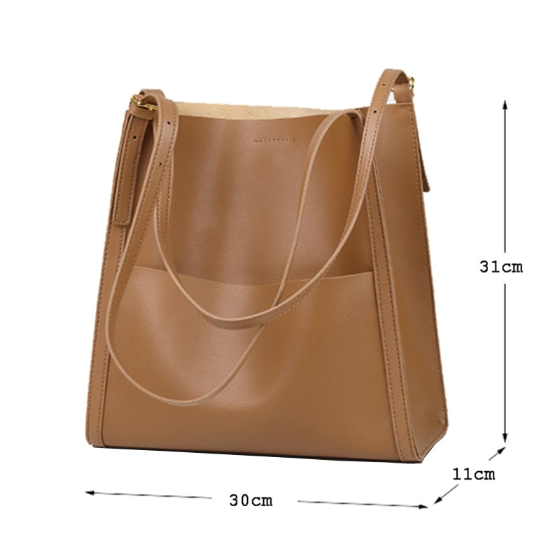 Lady Casual Split Leather Luxury Handbag And Shoulder For Women Bags Brand Designer Magnetic Buckle Teenage Girl Commute Tote