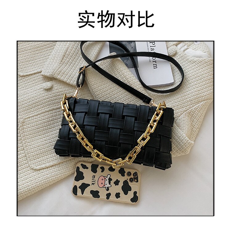 Women Bag Weave Gold Chain Leather Bags Women's Single Shoulder Armpit Bag Luxury Handbag Advanced Texture Luxury Design
