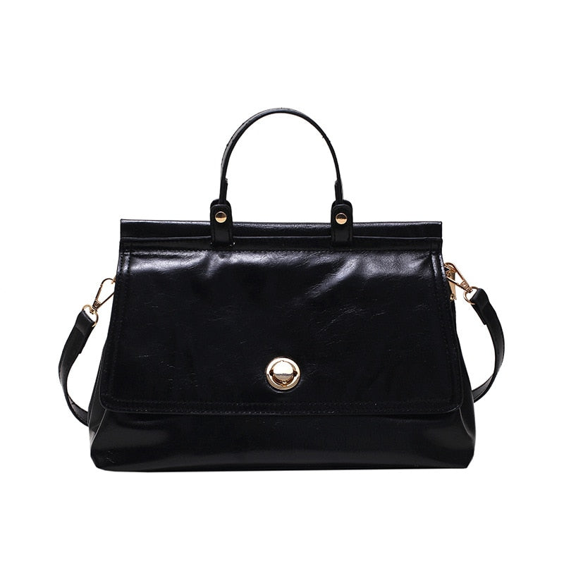 Solid Color Shoulder Bag Pu Leather Women's Handbag Purse High Capacity Tote Bag Trendy Portable Mobile Female Crossbody Bags