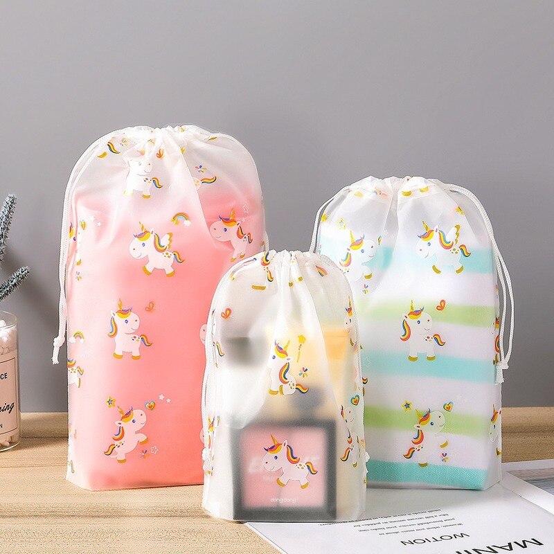 1Pcs Girl Clear Drawstring Cosmetic Bag PVC Transparent Makeup Bag for Women Waterproof String Beauty Case Travel Toiletry Bags