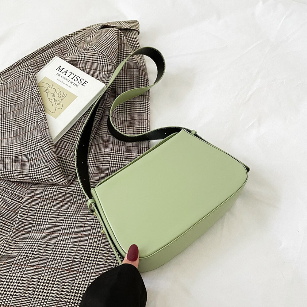 Fashion PU Women Underarm Bags Solid Color Ladies Shoulder Handbags Lady Clutch Quality PU Leather Luxury Simple Shoulder Bag