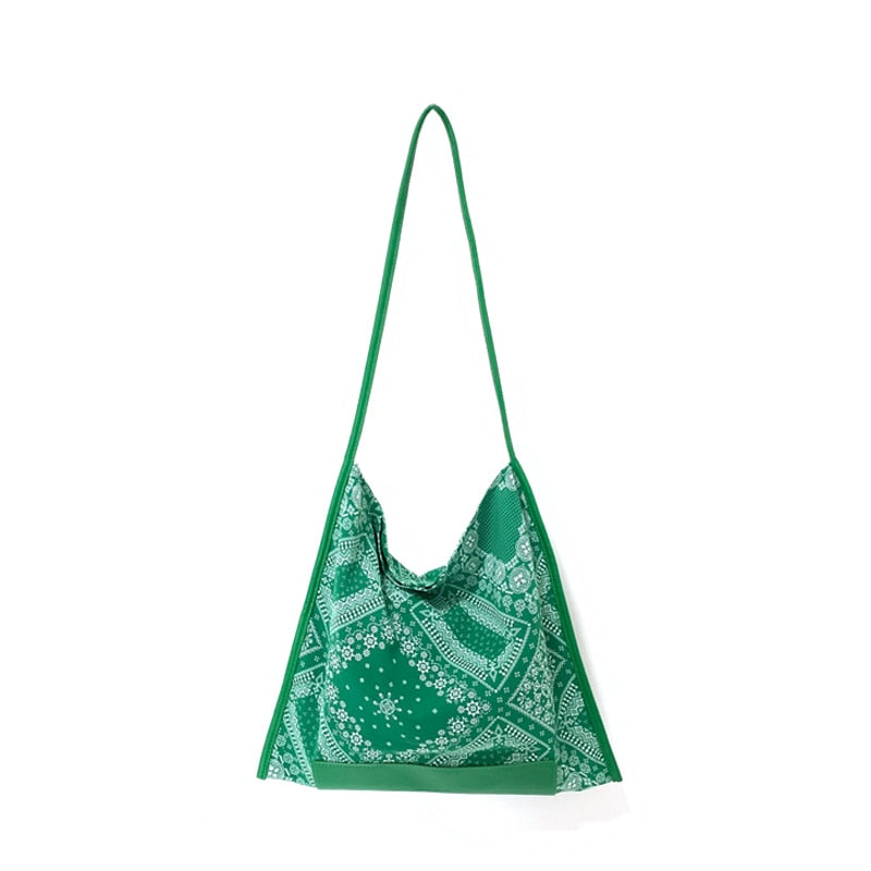 MABULA Bohemia Flower Print Hobo Sling Bag Large Square Design Crossbody Purse for Women Lightweight Elegant Handbag