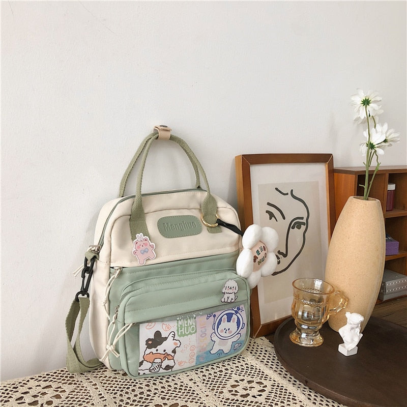 Korean Style Cute Backpacks Women Waterproof Nylon Small Shoulder Bags for Teenage Girls Schoolbags Flower Travel Backpack