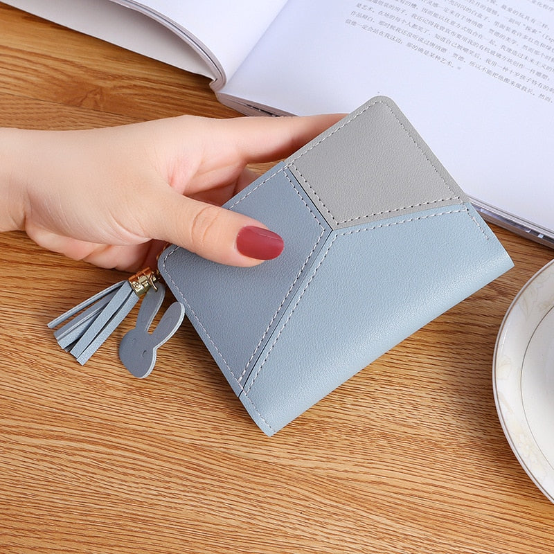 New Arrival Wallet Short Women Wallets Zipper Purse Patchwork Fashion Panelled Wallets Trendy Coin Purse Card Holder Leather