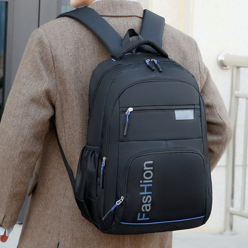 Fashion Men's Backpack Oxford Cloth Black Waterproof Computer Bag Men's and Women's Travel Leisure Backpack