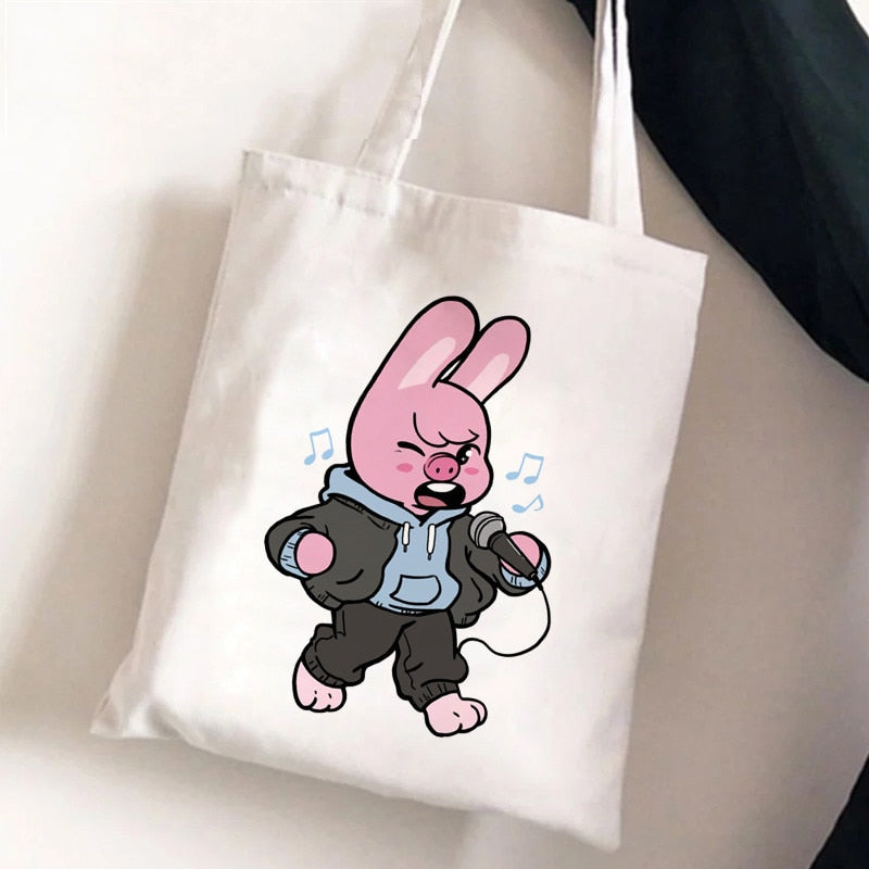Korean Kpop SKZ00 Tote Bags for Women Portable Shopping Bag Harajuku Street Style Canvas Handbags Kawaii Cute Bolsa Feminina