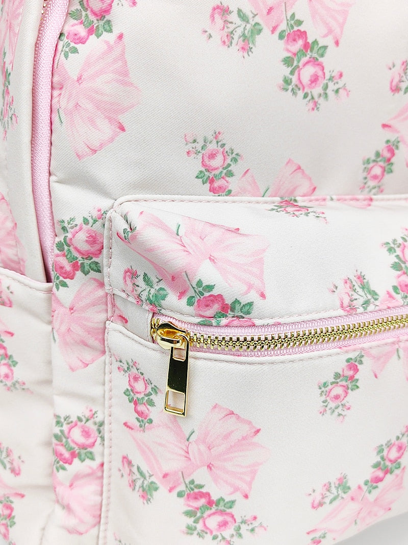 New Large Capacity Waterproof Nylon Backpack Travel Bag School Bag Printed Bow Ladies Girls Backpack